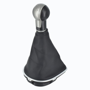Seat LEON II 2006-2012 modellekhez kompatibilis, fekete műbőr hüvellyel ellátott autós váltógomb, 5 sebességes - Img 2