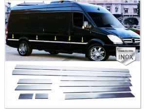 Set 10 ornamente inox bandouri laterale Mercedes Sprinter 2006-2017, caroserie scurta - Img 5