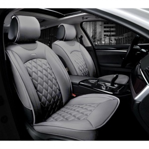 Set 2 huse scaune auto pentru fata, piele ecologica, gri