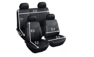 Set huse scaune auto, universale, fata-spate, piele ecologica, negru cu gri - Img 2