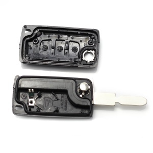 Citroen / Peugeot 406 - Carcasa tip cheie briceag cu 3 butoane, lama NE78-SH3 cu suport baterie si buton portbagaj - Img 2