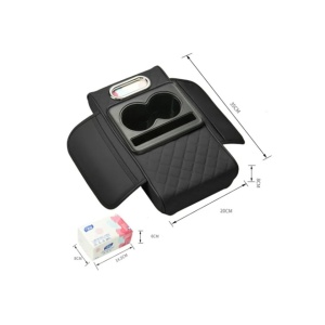 Husa cotiera auto 3 in 1 cu suport pahare si servetele, Culoare negru - Img 2