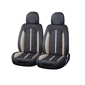 Huse auto premium 5 locuri Deluxe piele ecologică perforată - negru - alb