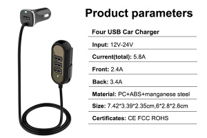 INCARCATOR AUTO 4XUSB 5.8A (2.4A FATA SI 3.4A SPATE) CU EXTENSIE 1.4M - Img 7