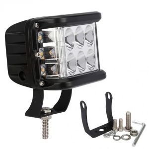 LED reflektor, 36W, 12V-24V, sárga villogóval, alumínium házzal