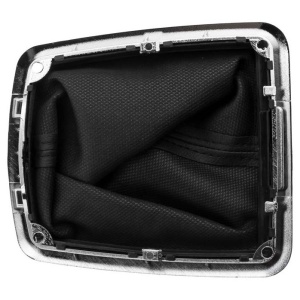 Manson schimbator piele ecologica negra compatibil Ford FOCUS II 2004-2012 cu rama cromata, dim 155mm X 127mm - Img 2