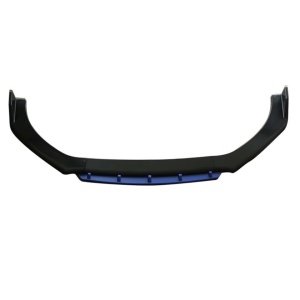 Megane Design első lökhárító toldás, fényes fekete, kék ajakkal, 4 darabos, 180 cm hosszú
