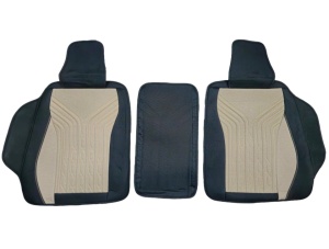 Set huse scaune auto universale Deluxetuning, material textil, negru cu crem, fata-spate, bancheta fractionata - Img 7