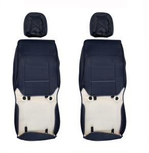 Set huse scaune auto universale, material textil negru cu gri, bancheta fractionata spate, fata-spate - Img 6