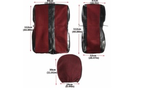 Set huse scaune autoutilitara 2+1 pentru fata culoare negru cu rosu, piele ecologica cu textil - Img 3
