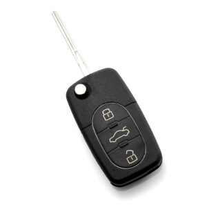 Audi - carcasă cheie tip briceag cu 3+1 butoane (1 buton de panică) și baterie 1616