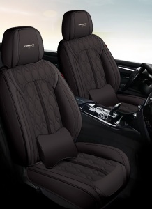 Huse auto premium 5 locuri Deluxe piele ecologică perforată - negru - Img 3