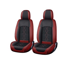 Huse auto premium 5 locuri Deluxe piele ecologică perforată și textil - roșu închis - negru