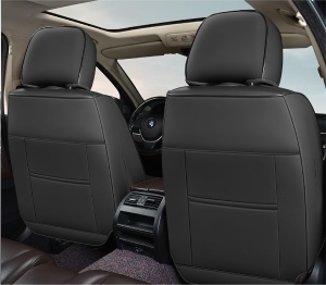 Huse auto premium 5 locuri Deluxe piele ecologică perforată și textil - negru - rosu închis - Img 4