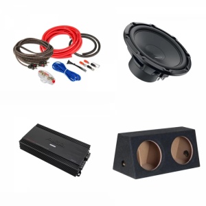 Pachet 2 x Subwoofer auto Hertz Cento CS 300W + Amplificator Deaf Bonce Machete MFA 1.1000 + Kit de cabluri complet