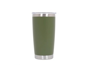 Pahar termic din otel inoxidabil cu capac, termos 600 ml, cu perete dublu, izolat in vid, culoare verde