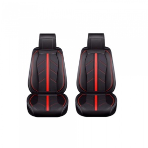 Set 2 huse scaune auto pentru fata, piele ecologica, negru cu rosu