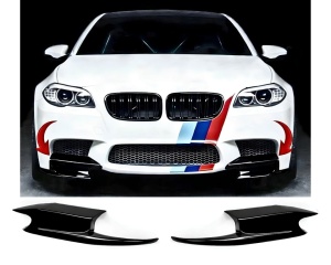 Set 2 prelungiri Bara Fata compatibil cu BMW Seria 5 F10 2010-2017, bara M5 Design, culoare negru lucios - Img 3