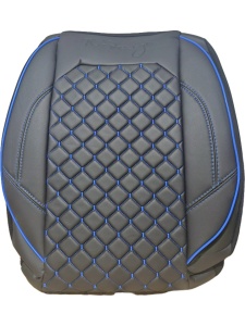 Set huse scaune auto, universale, fata-spate, bancheta fractionata, negru cu cusatura alabstra, piele ecologica - Img 3