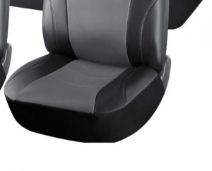 Set huse scaune auto, universale, fata-spate, piele ecologica, negru cu gri - Img 4