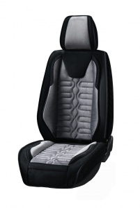 Set huse scaune auto universale, imitatie alcantara negru cu gri, fata-spate