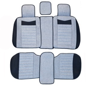 Set huse scaune auto universale, material textil negru cu gri, bancheta fractionata spate, fata-spate - Img 3