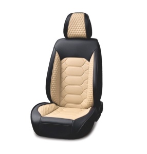 Set huse scaune auto universale, piele ecologica negru cu crem, fata-spate