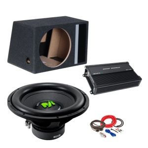 Σετ υπογούφερ αυτοκινήτου Deaf Bonce MF 15R D2 1200W RMS + ενισχυτής Machete MFA-1.1500 + περίβλημα B1570s + πλήρες σετ καλωδίων