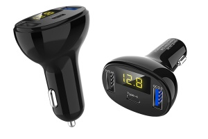 AUTÓS TÖLTŐ 1xUSB QC3.0 + 1xUSB 2.4A + 1xUSB Type-C LED FESZÜLTSÉG/TELJESÍTMÉNY KIJELZŐVEL - Img 4