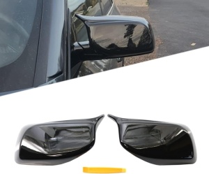 BMW 5-ös széria E60 2004-2007 modellekkel kompatibilis tükörborítások, fényes fekete M-Design, klipszekkel, az eredeti borítások cseréjére - Img 3