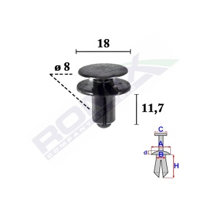 Clips Fixare Bara Protectie Pentru Kia Rio 8X11.7Mm Set 10 Buc - Img 2