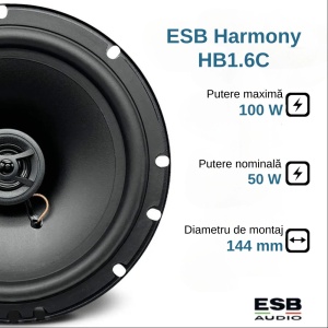 Difuzoare auto ESB Harmony HB1.6C, set coaxial 2 căi, 165mm, 50W RMS, 4Ω, 2 difuzoare - Img 2