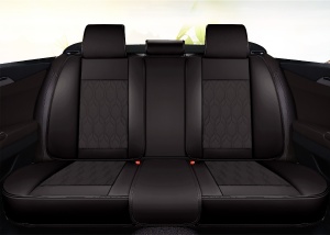Huse auto premium 5 locuri Deluxe piele ecologică perforată - negru - rosu - Img 3