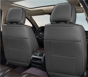 Huse auto premium 5 locuri Deluxe piele ecologică perforată și textil - negru - alb - Img 4
