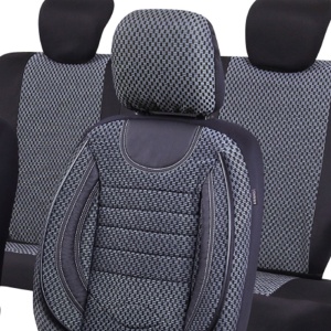 Huse scaune auto, Umbrella City 06261, universale, textil + piele ecologica, gri, set 11 bucati - Img 2