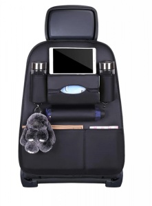 Organizator auto universal pentru scaun din Piele Ecologica, 60 x 40 cm, Negru