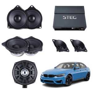 Pachet sistem audio Plug&amp;Play Steg dedicat BMW Hifi BM4C BM4C + Amplificator Steg SDSP 6 + Conectica dedicata