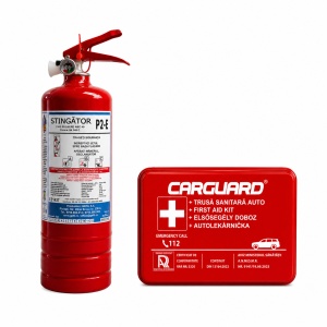 Pachet Stingator auto P2-E, focar 8A 34B + Trusa Sanitara DIN13164/2022, valabilitate 5