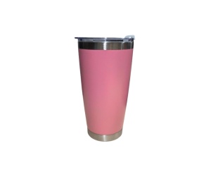 Pahar termic din otel inoxidabil cu capac, termos 600 ml, cu perete dublu, izolat in vid, culoare roz