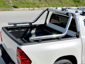 Rollbar compatibil Nissan Navara D40 2005-2014, inox, diam. teava 76 mm - Img 2