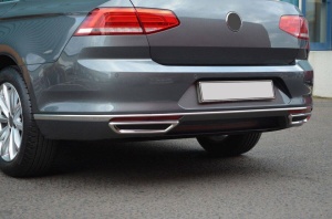 Rozsdamentes acél kipufogó díszlécek, kompatibilisek a VW Passat B8 2015-2019 szedánnal - Img 3