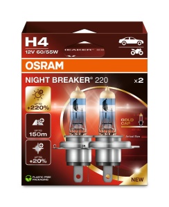 SET 2 BECURI 12V H4 60/55 W NIGHT BREAKER +220% OSRAM - Img 2