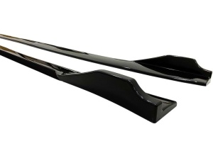 Set 2 Prelungiri praguri tuning 210 cm, negru lucios cu buza neagra