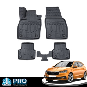 Set covorase auto cauciuc Skoda Fabia 4 IV 2021->, forma tavita 3D - Img 4