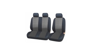 Set Huse Scaune auto Fata 2+1 Universale Piele Ecologica Negru/Gri