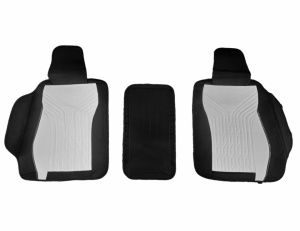 Set huse scaune auto universale Deluxetuning, material textil, negru cu alb, fata-spate, bancheta fractionata - Img 3
