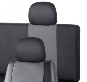 Set huse scaune auto, universale, fata-spate, piele ecologica, negru cu gri - Img 5