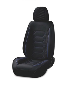 Set huse scaune auto universale, material textil negru cu dunga albastra, fata-spate