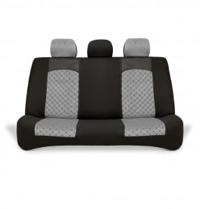 Set huse scaune auto universale, piele ecologica neagra cu velur gri, fata-spate, - Img 2