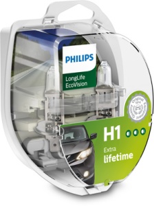 2 db-os fényszóróizzó készlet H1 55W 12V Long Life Ecovision Philips - Img 3